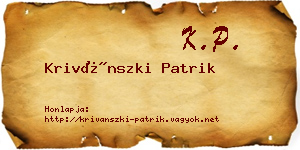 Krivánszki Patrik névjegykártya